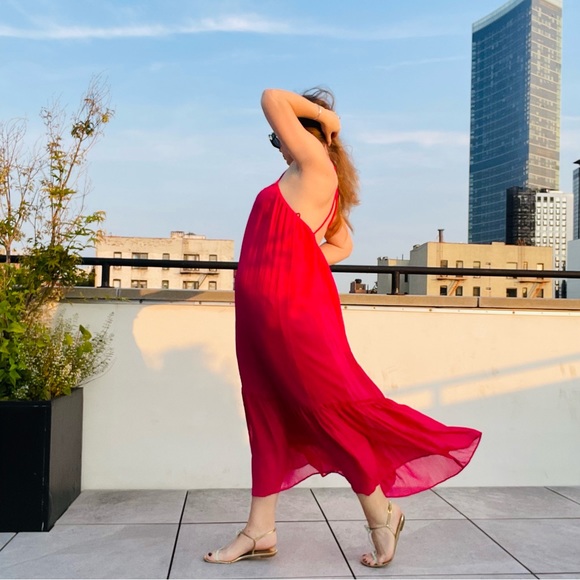 ZARA RIBBED DRESS VOLUMINOUS DRESS WITH BRAIDED STRAPS Fuchsia - Picture 3 of 16